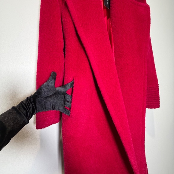 Sentaler Red Baby Alpaca Long Large Notched Collar Wrap Coat Sz XL - Picture 15 of 15